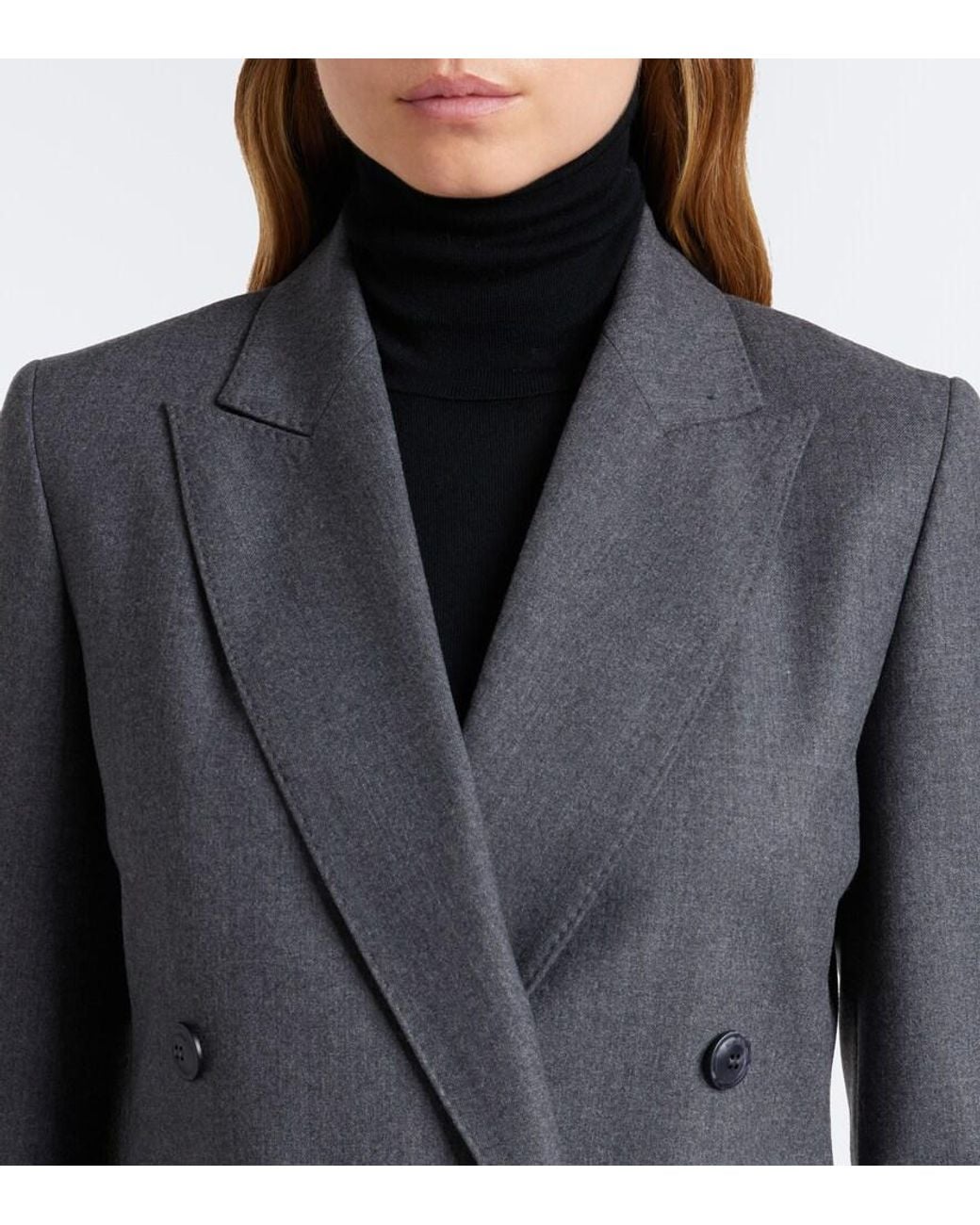 Max Mara Black Double-Breasted Wool-Blend Blazer