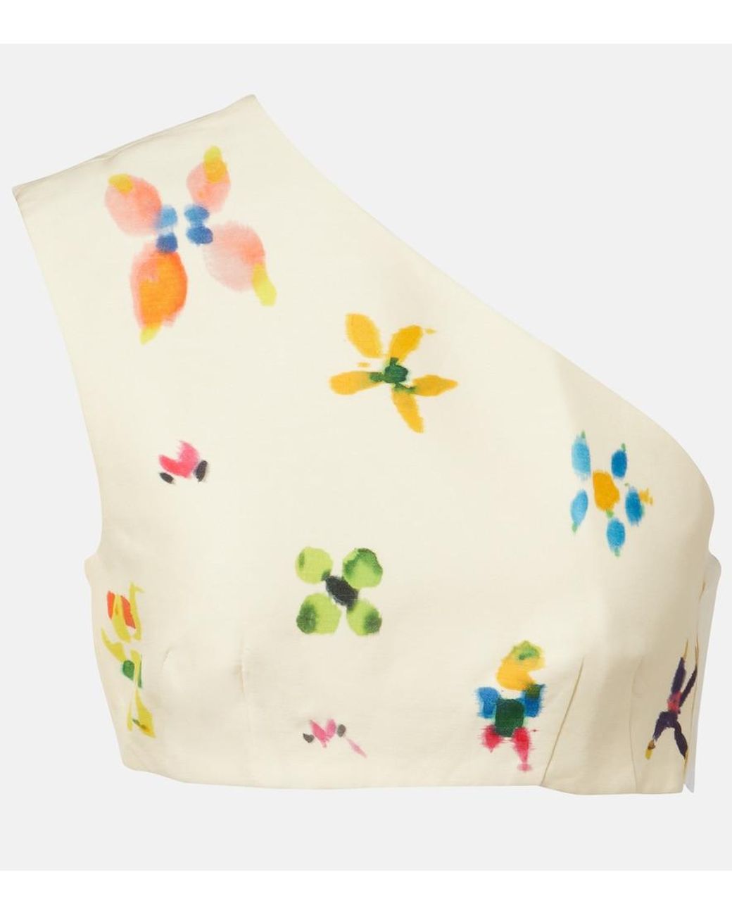 ALÉMAIS Metallic Sidi Printed Linen-Blend Crop Top