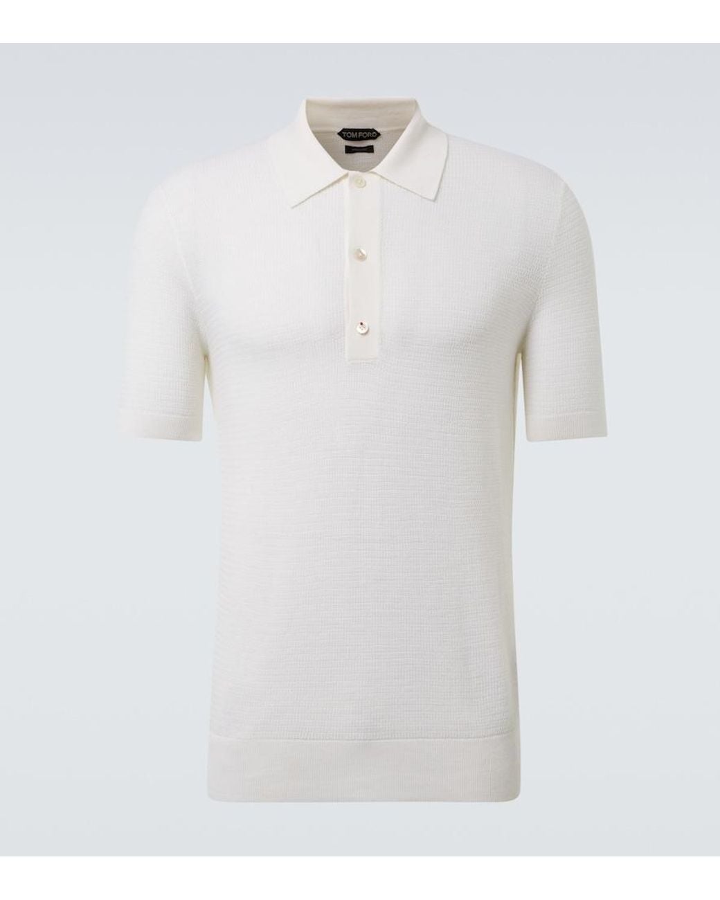 Tom Ford White Wool Polo Sweater for men