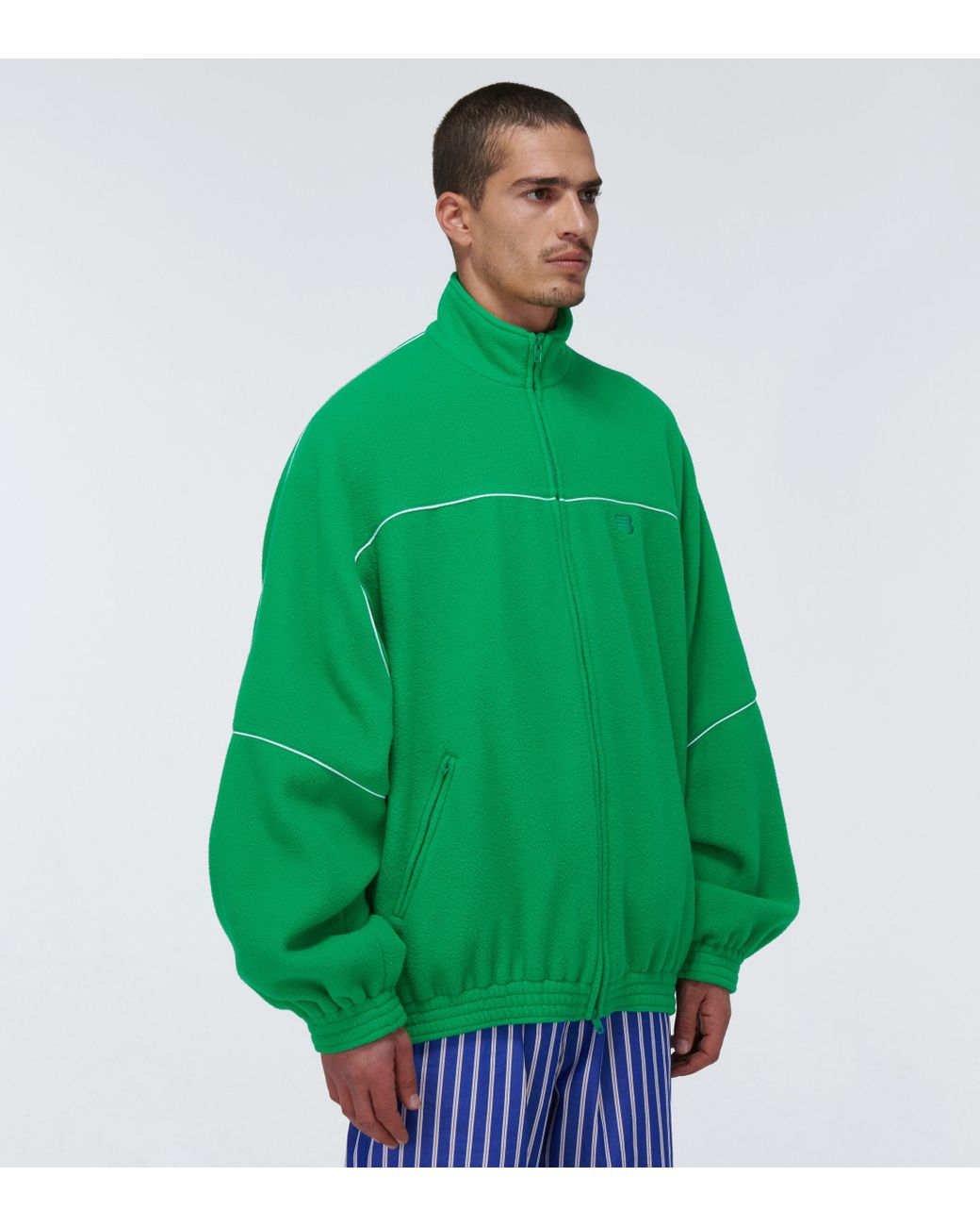 Balenciaga Fleece Track Jacket in Green for Men | Lyst Canada