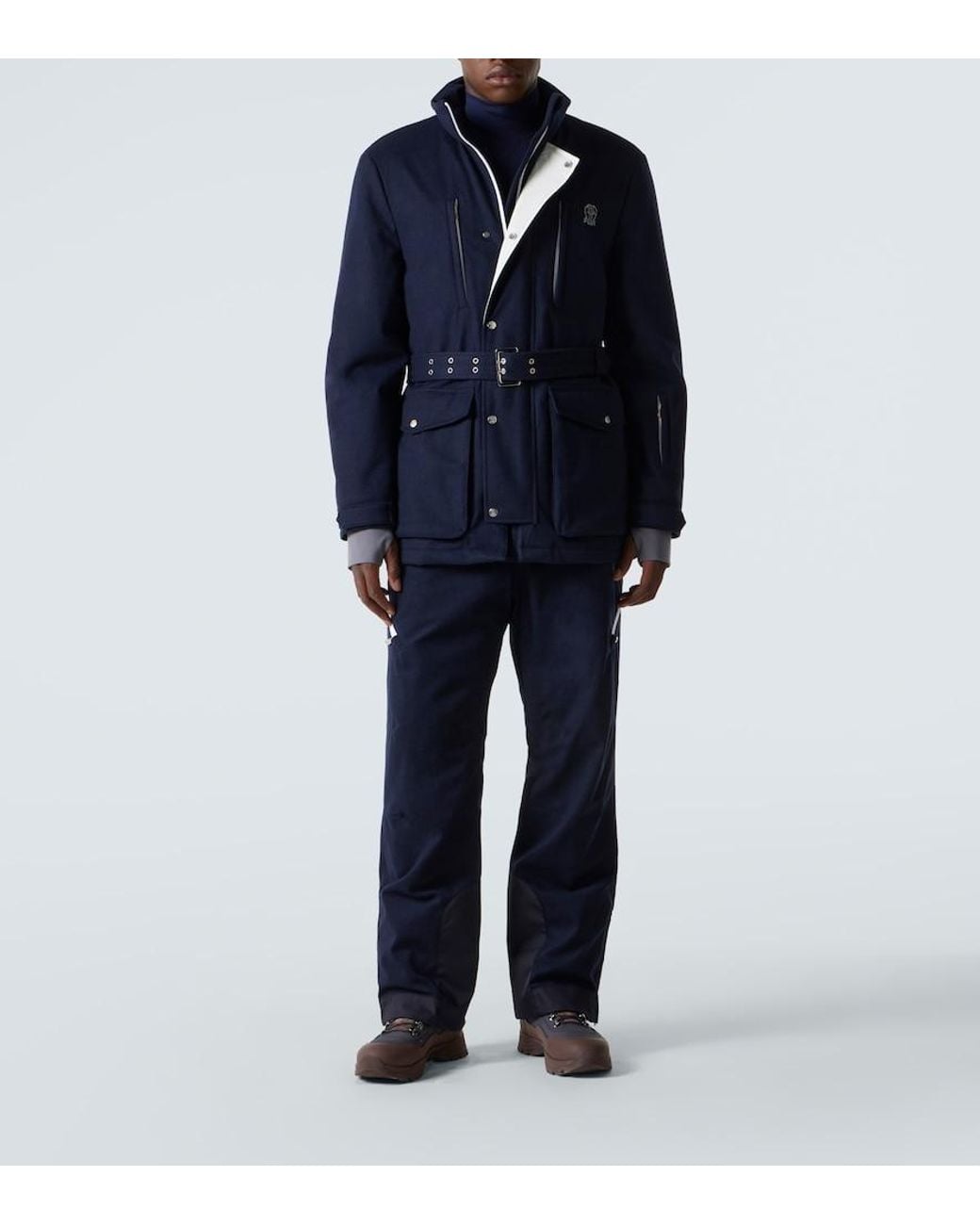 Brunello Cucinelli Blue Wool Ski Pants for men