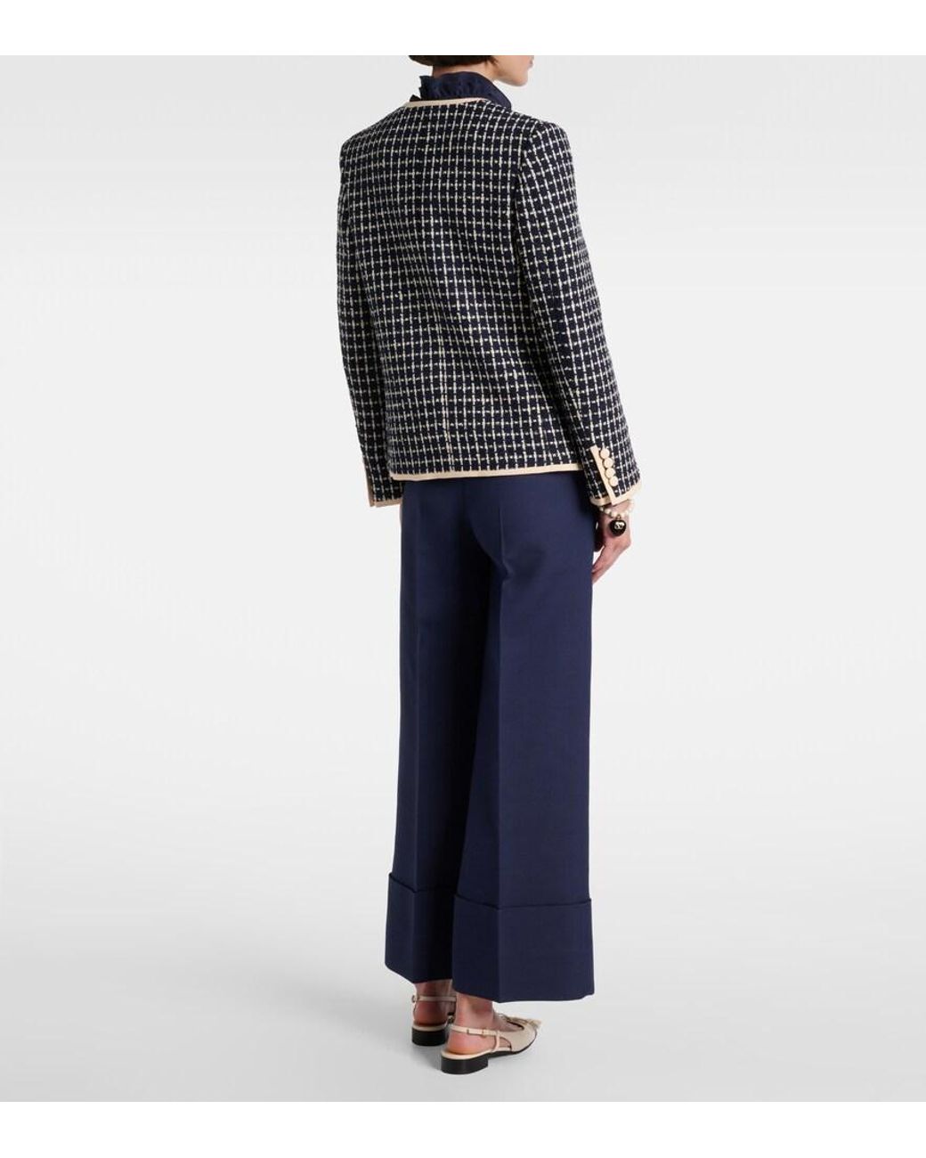 Valentino Blue Wool And Cotton-Blend Boucle Jacket