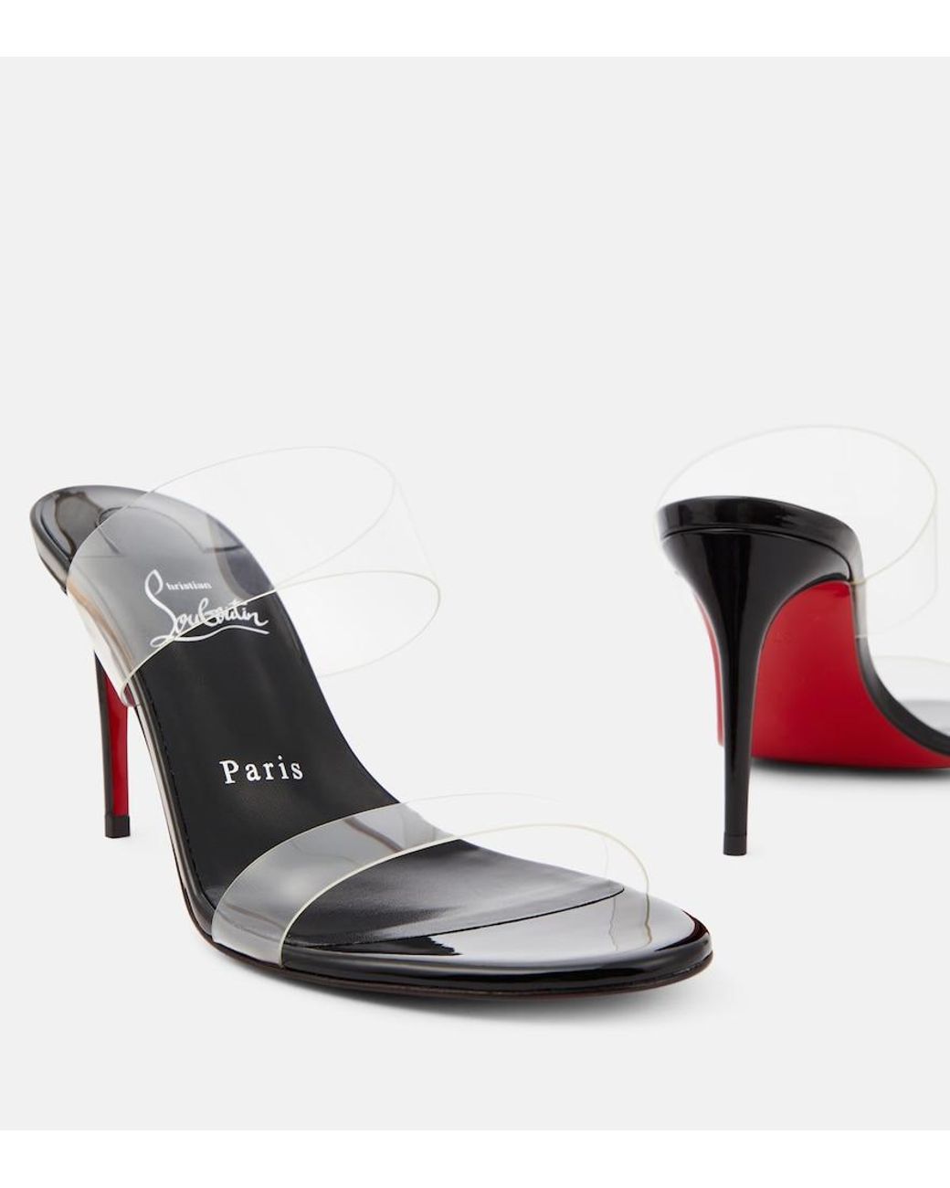Christian Louboutin White Just Nothing 85 Pvc Mules