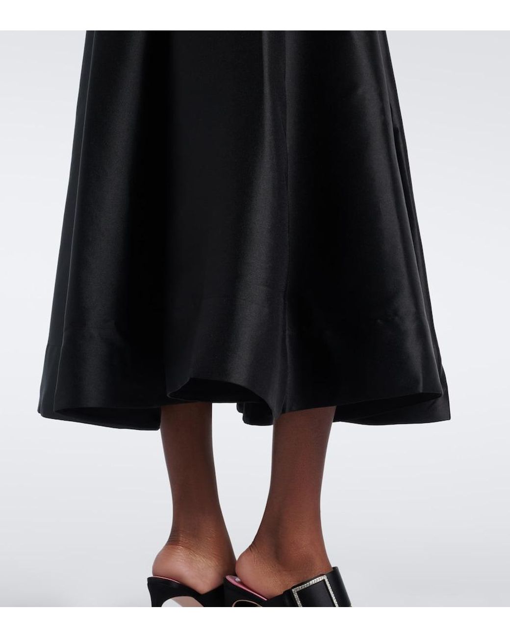 Self-Portrait Black Sequined Boucle And Taffeta Midi Dress