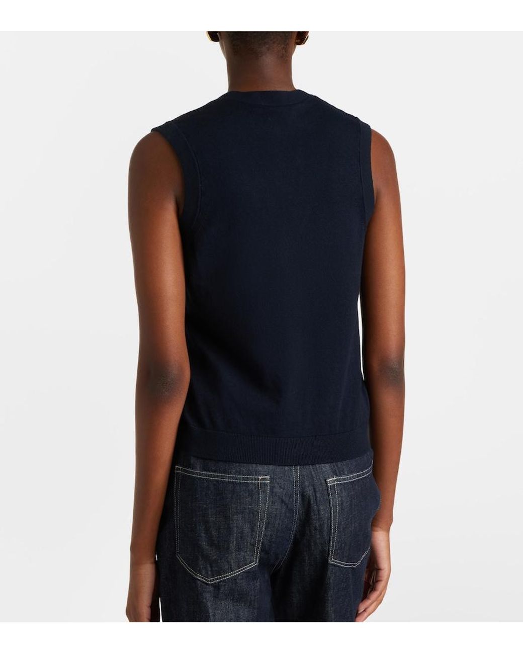 Max Mara Blue Cotton And Silk Vest