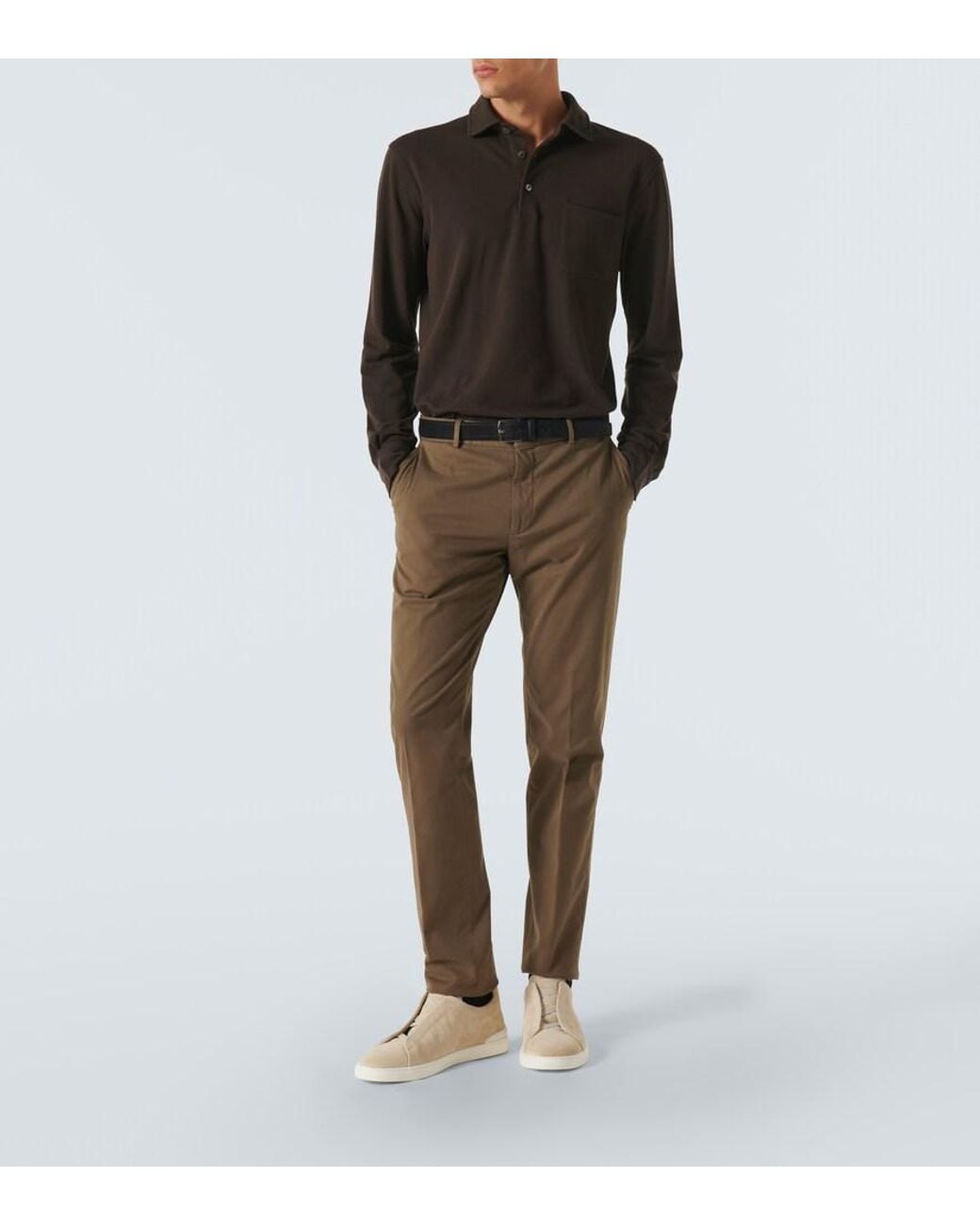 Zegna Brown Cotton-Blend Chinos for men