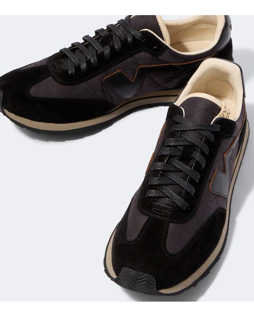 Visvim Black Fkt Runner Suede-Trimmed Sneakers for men