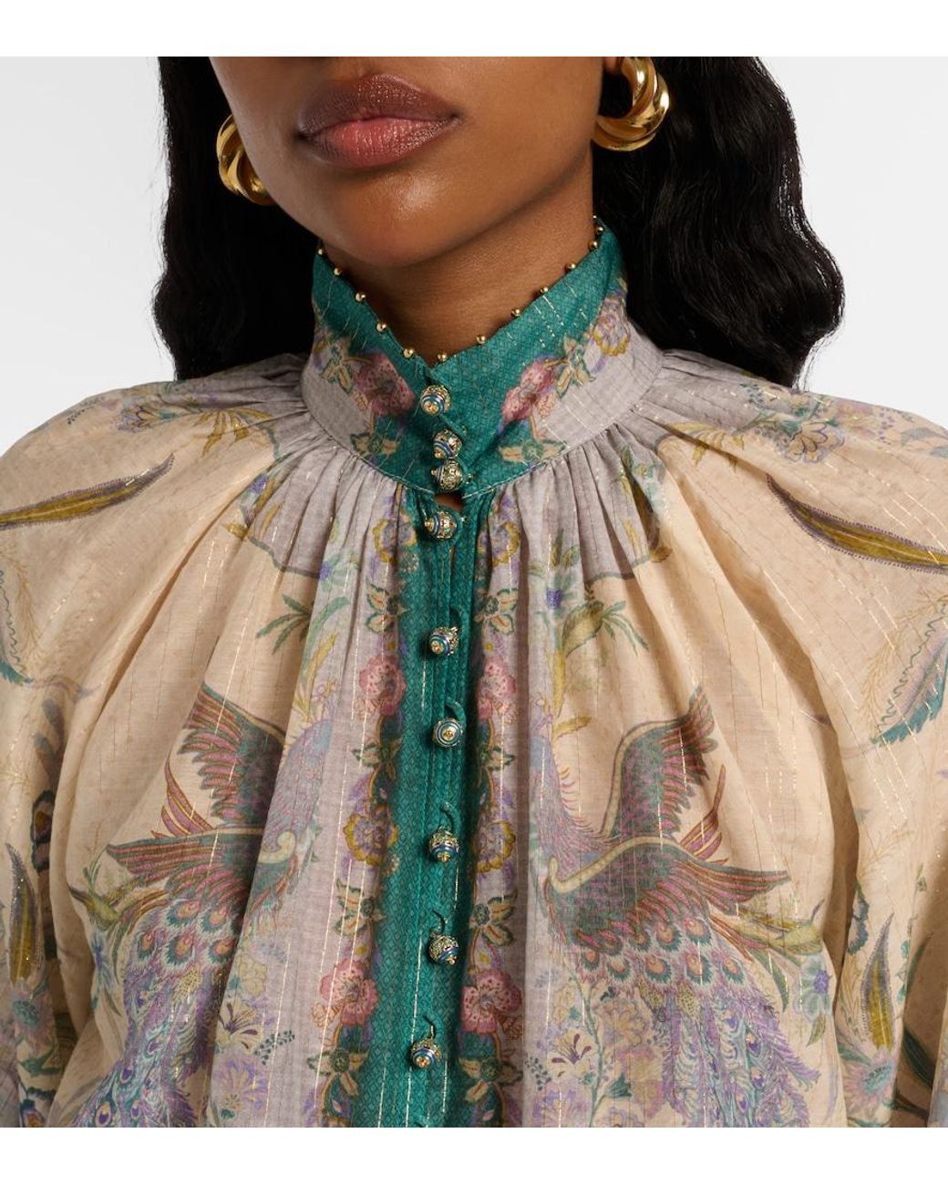 Zimmermann White Indra Printed Cotton And Silk-Blend Blouse