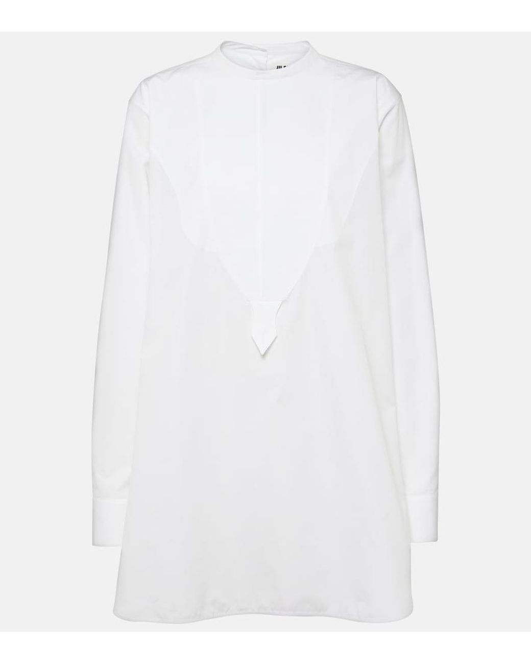 Jil Sander White Embroidered Cotton Poplin Blouse