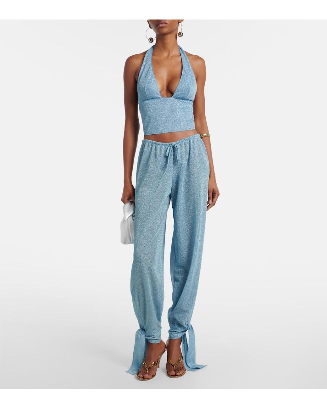 Oseree Blue Lumiere Halterneck Top