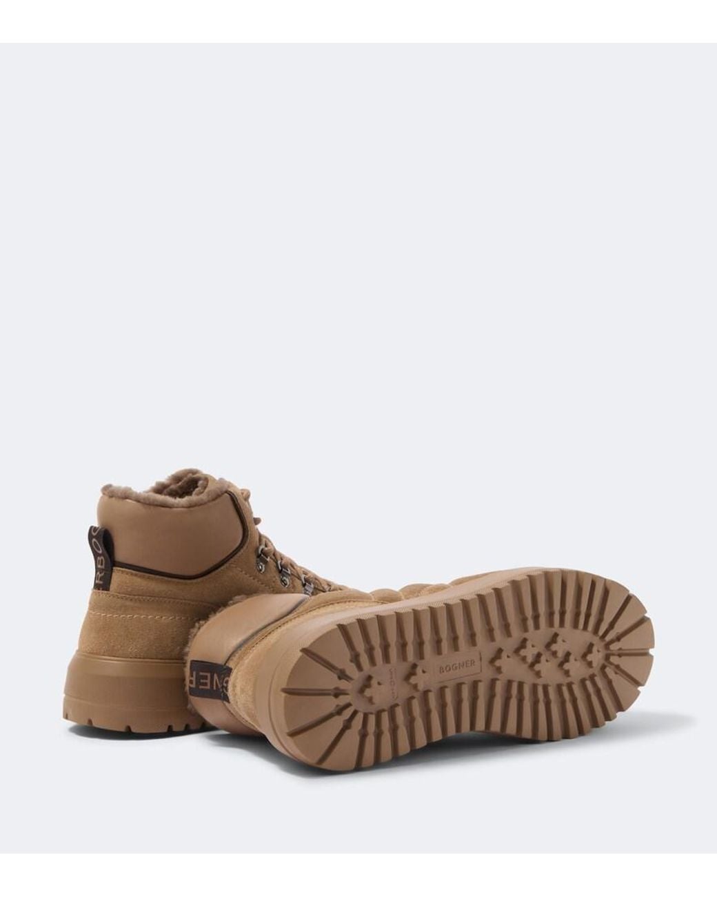 Bogner Brown Antwerp Shearling-Lined Suede Lace-Up Boots for men