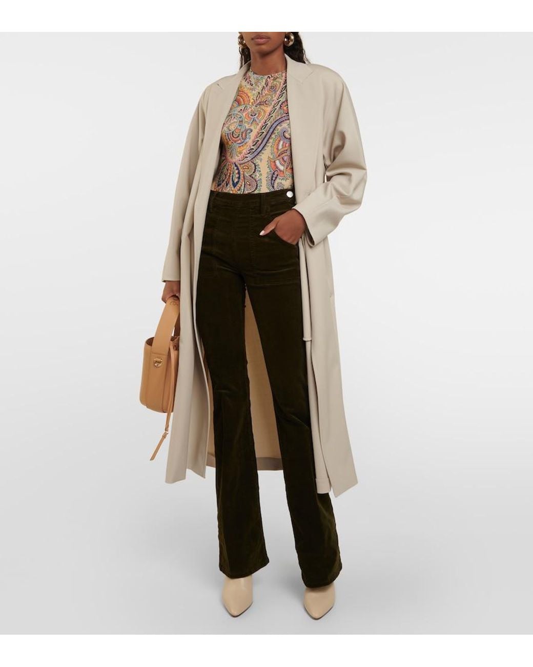 FRAME Black Le Slim Palazzo High-Rise Corduroy Flared Pants