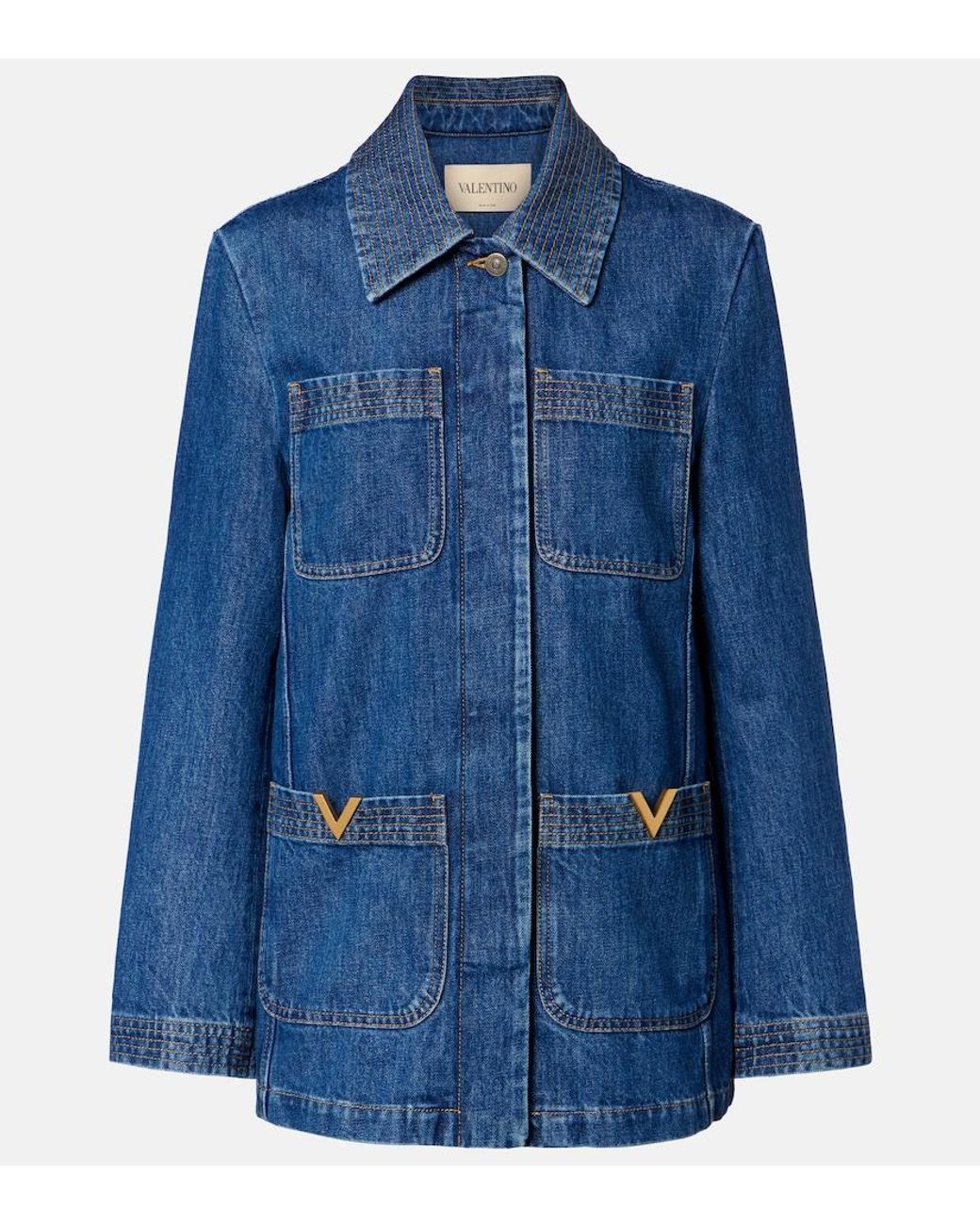 Valentino Blue Vgold Denim Field Jacket