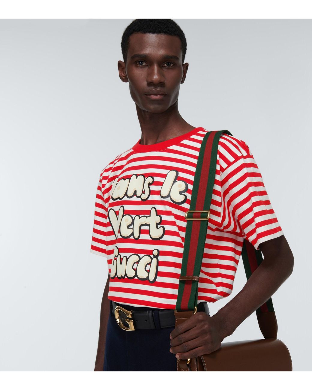 Camiseta en jersey de algodon a rayas Gucci de hombre de color Rojo | Lyst