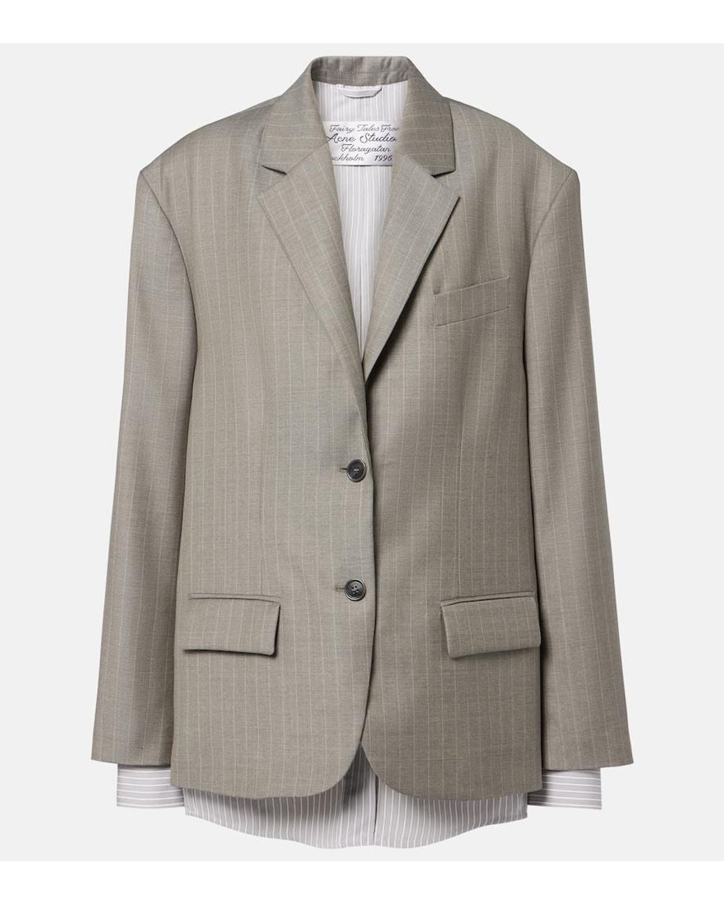 Acne Gray Striped Wool Jacket