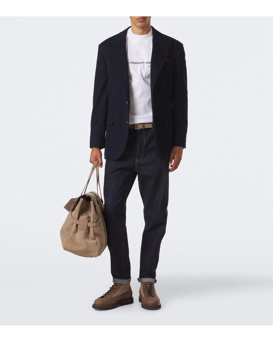 Brunello Cucinelli Blue Wool Blazer for men