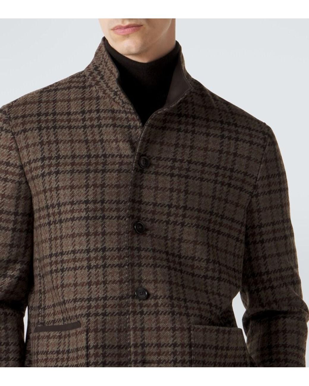 Zegna Brown Checked Cashmere Jacket for men