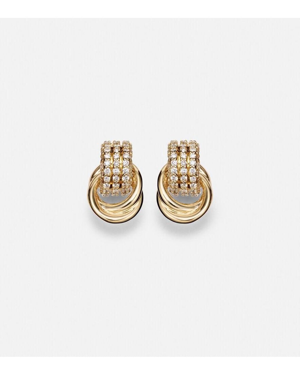 STONE AND STRAND White Forme Knot 14Kt Earrings With Diamonds