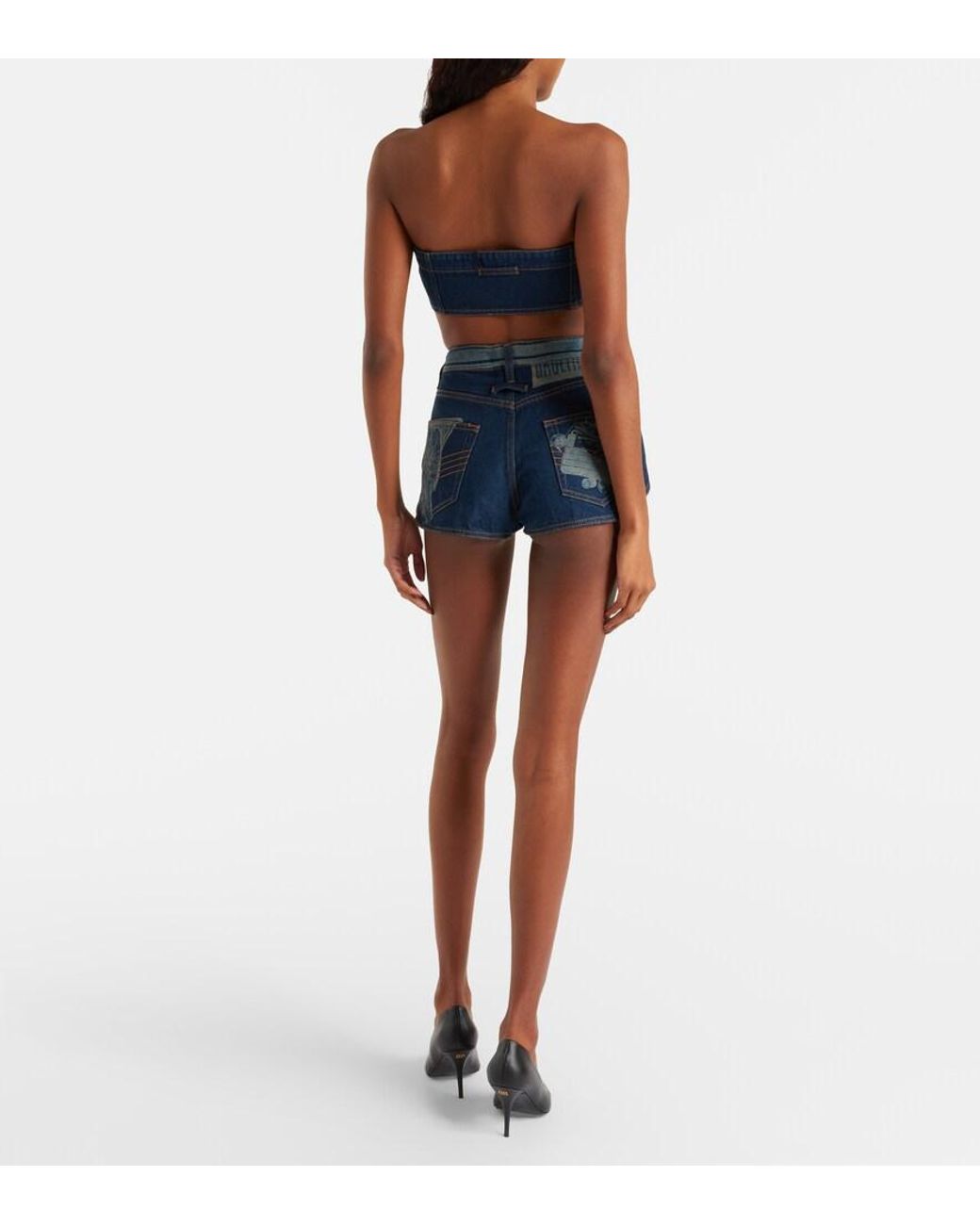 Jean Paul Gaultier Blue Trompe-L'Oil Denim Bandeau Top