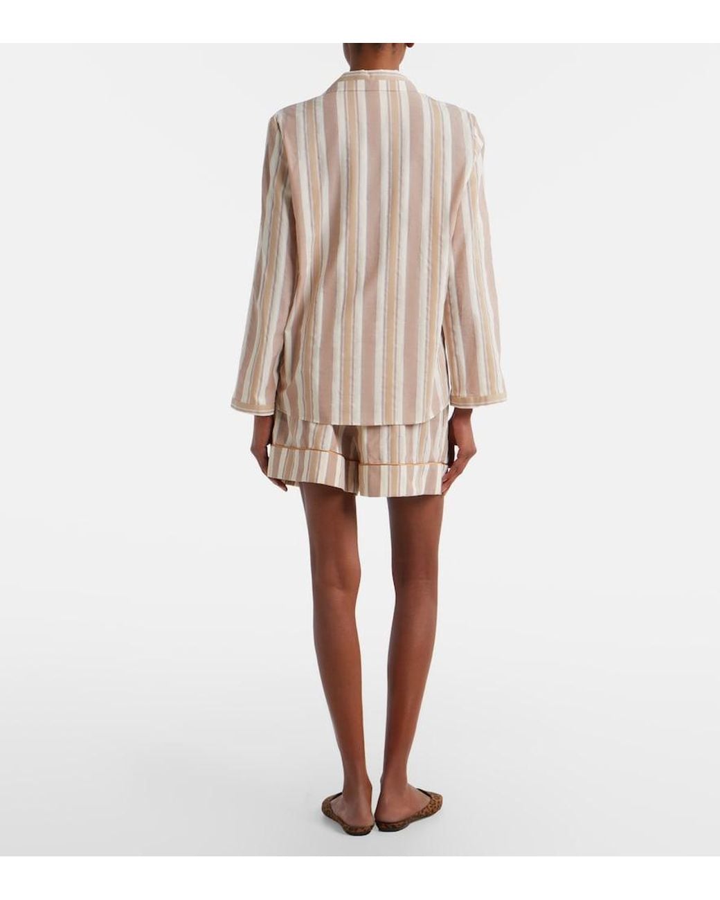 Saint Laurent Natural Striped Cotton Shorts