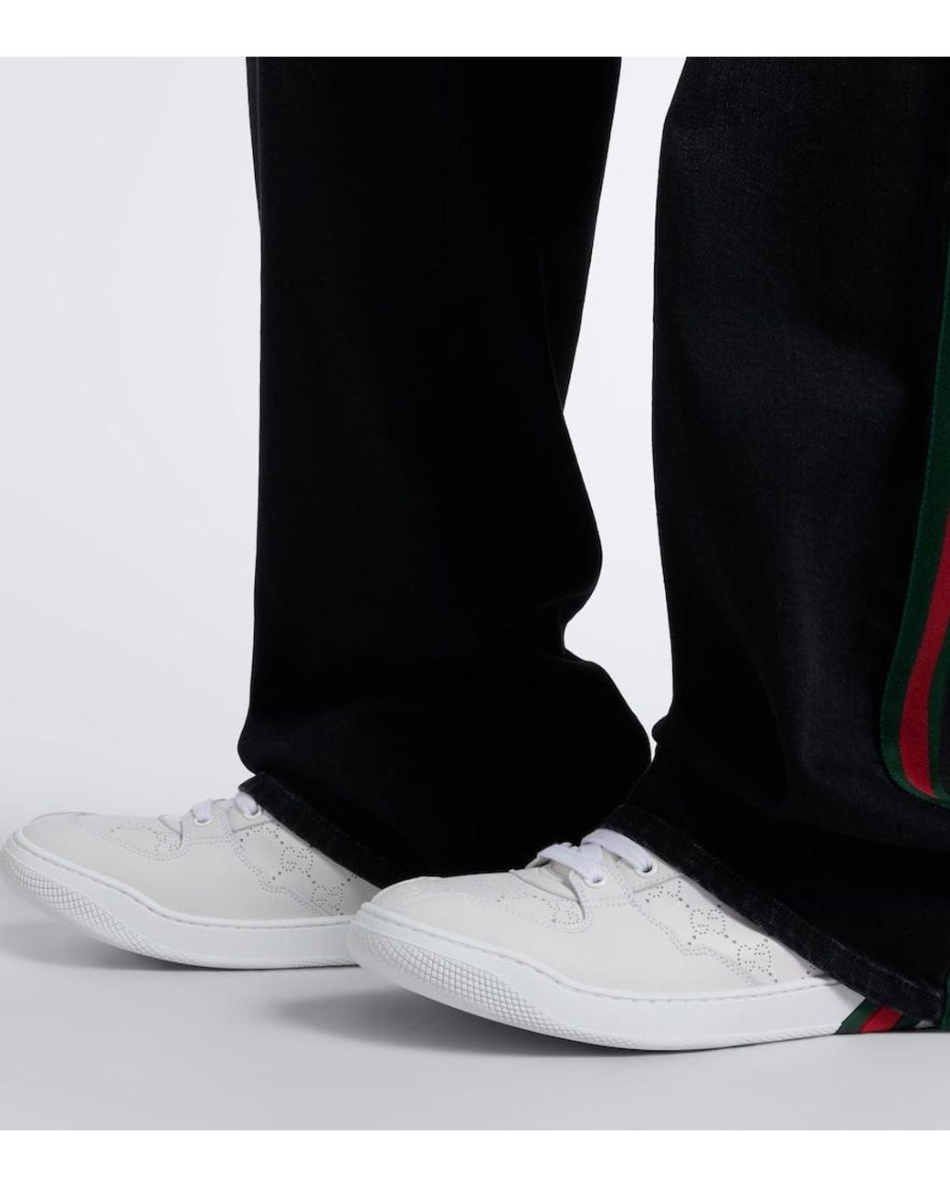 Gucci White Screener Gg Leather Sneakers