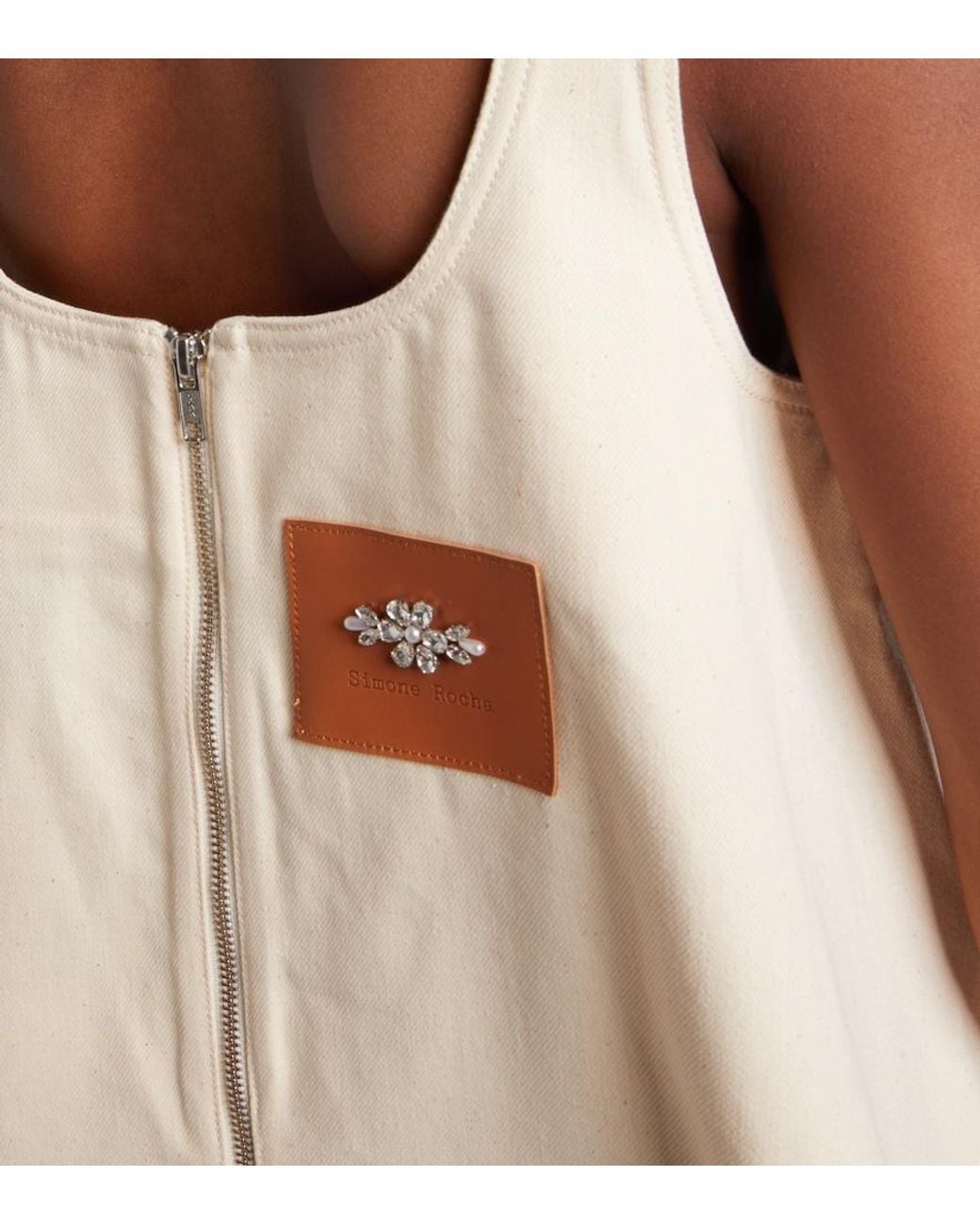 Simone Rocha Natural Embellished Cotton Minidress