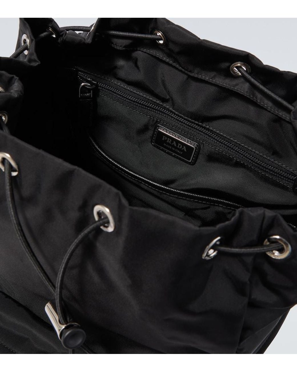 Prada Black Re-Nylon Leather-Trimmed Backpack for men