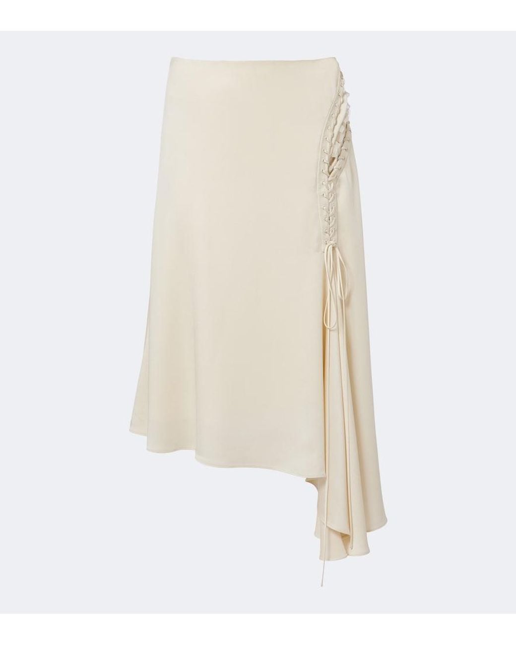 McQueen White Asymmetric Midi Skirt