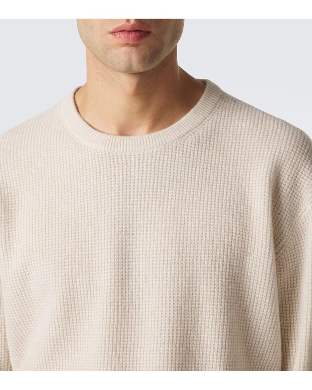 FRAME Natural Waffle-Knit Wool And Cashmere Sweater for men
