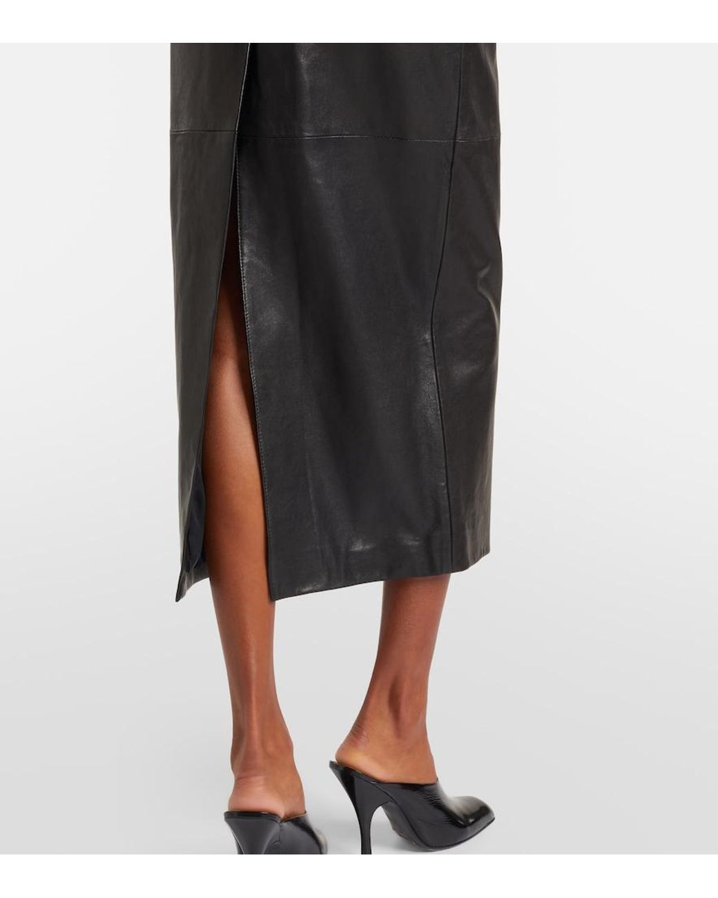 Nour Hammour Black Elisse Leather Pencil Skirt