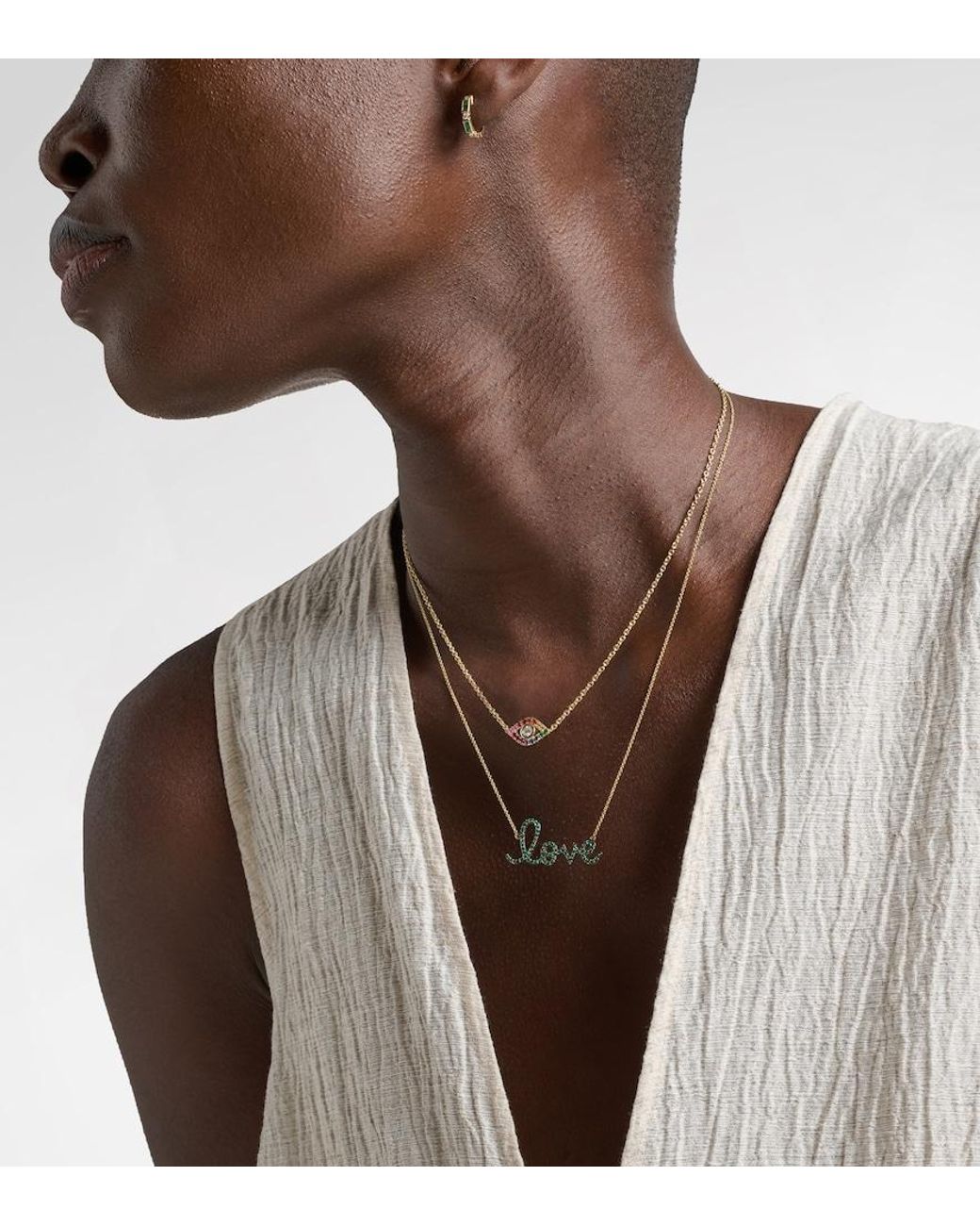 Sydney Evan White Love 14Kt Necklace With Diamonds