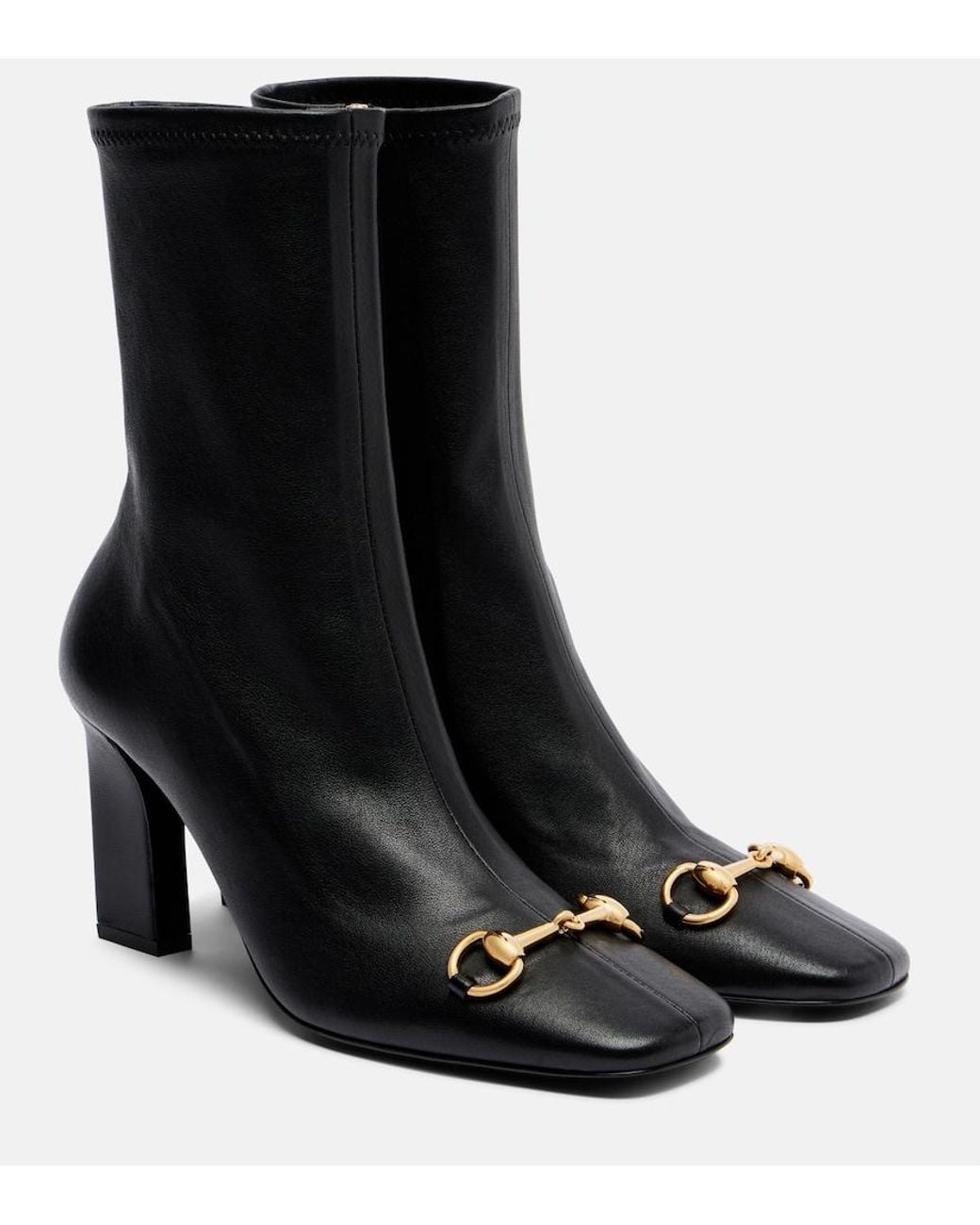 Gucci Black Signora Horsebit Leather Ankle Boots