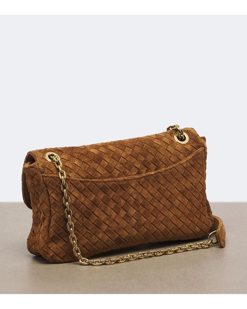 Bottega Veneta Brown Madison Intrecciato Suede Shoulder Bag