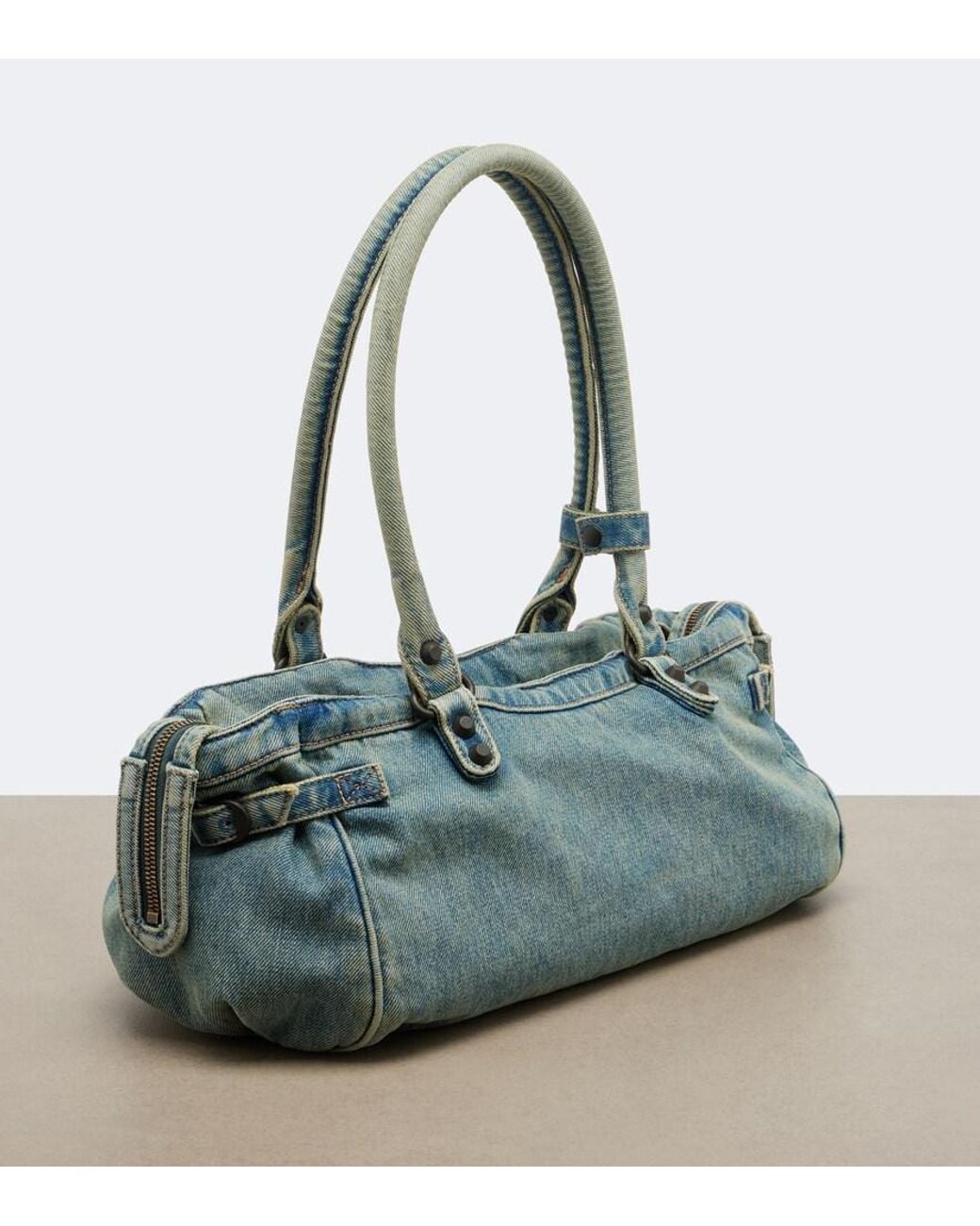 Balenciaga Blue Le City East-West Denim Shoulder Bag