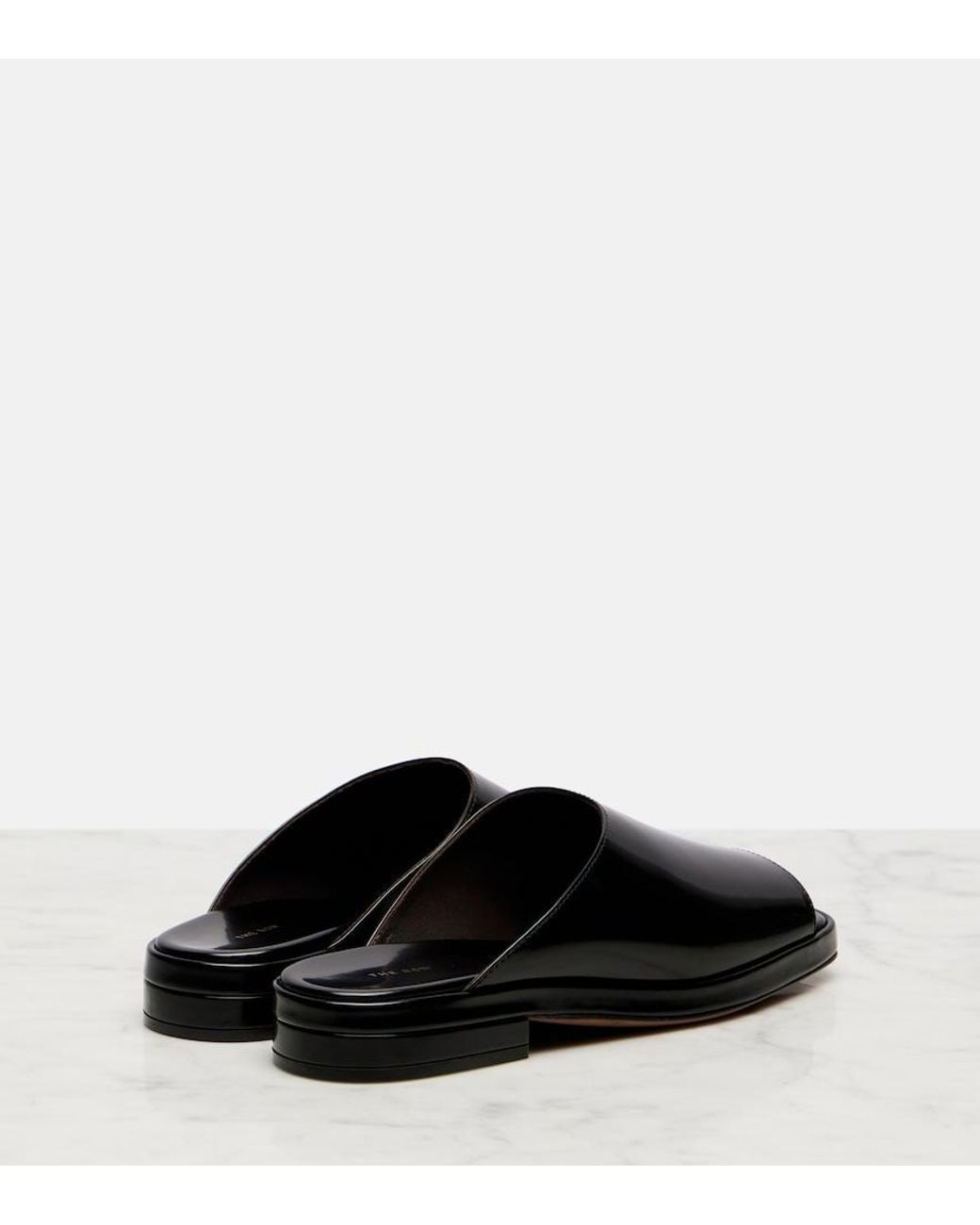 The Row Black Emi Patent Leather Mules