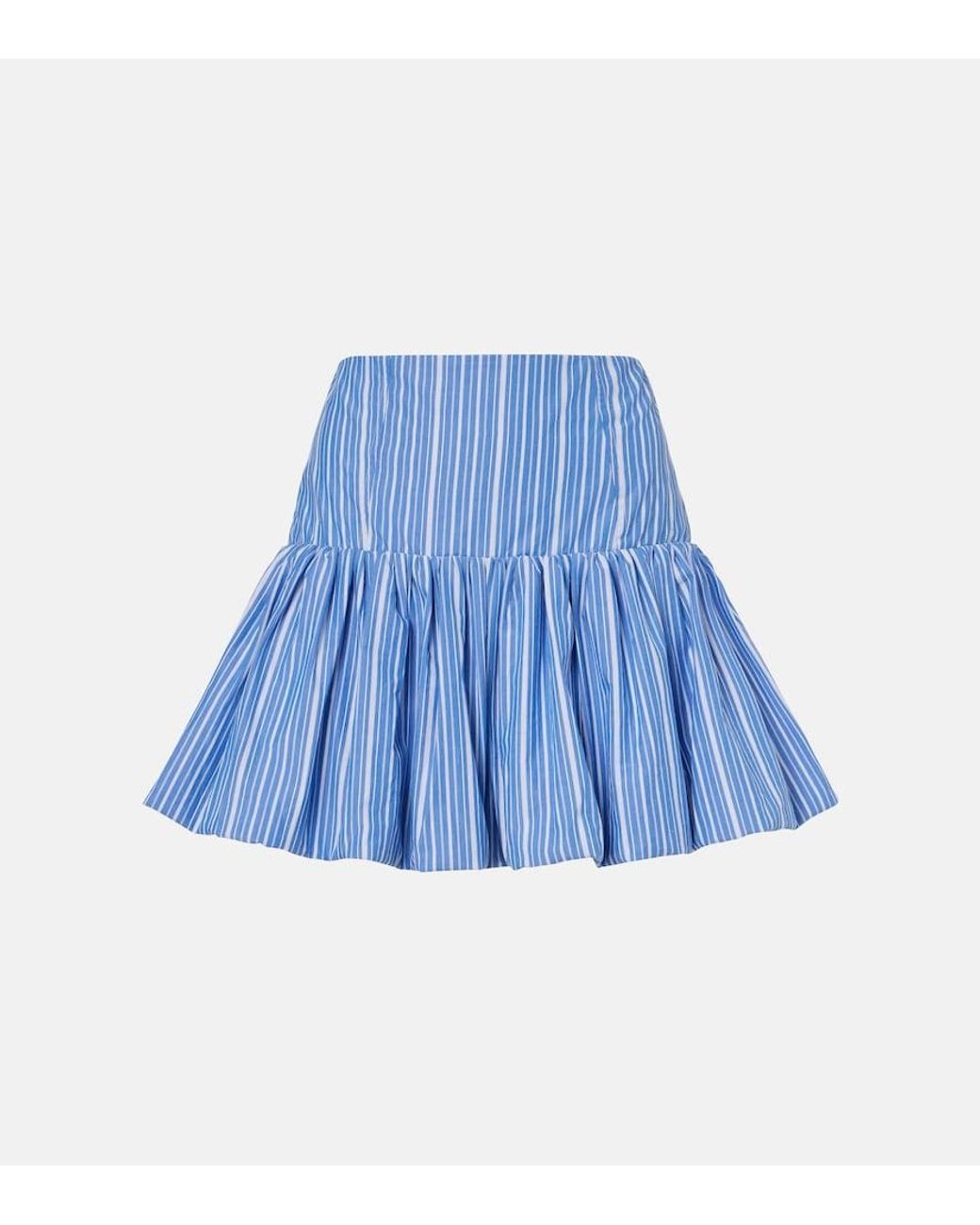 Ganni Blue Striped Cotton Poplin Miniskirt