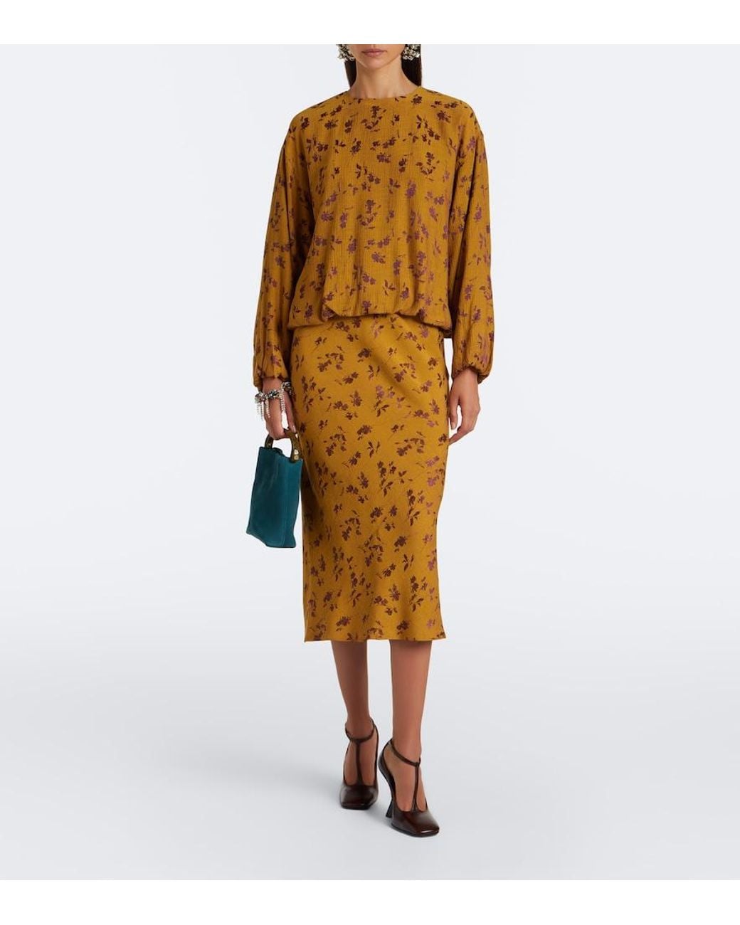 Dries Van Noten Brown Floral Blouse