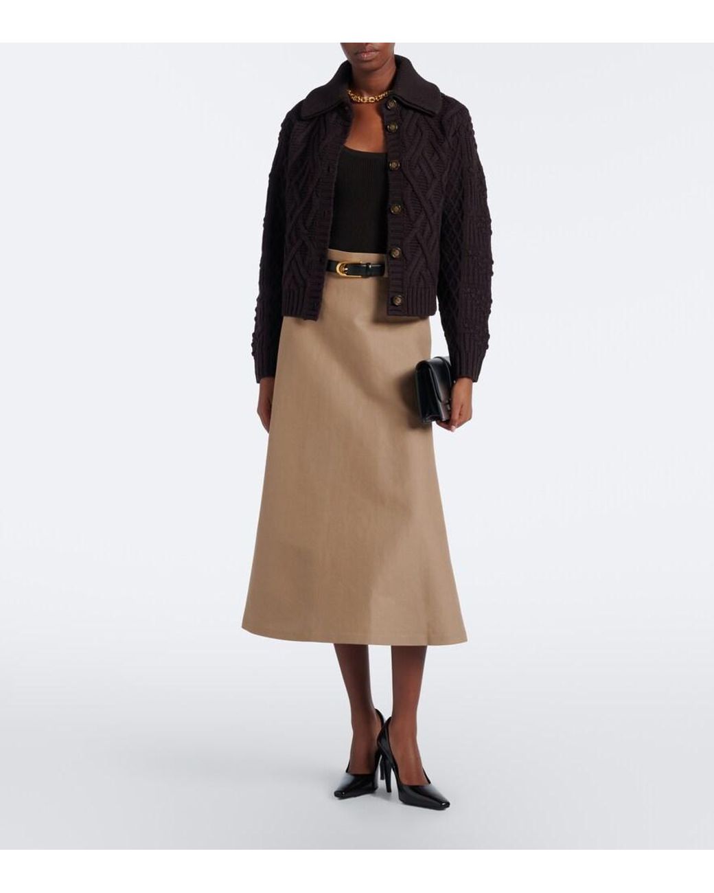 Emilia Wickstead Black Brinkley Cable-Knit Wool Cardigan