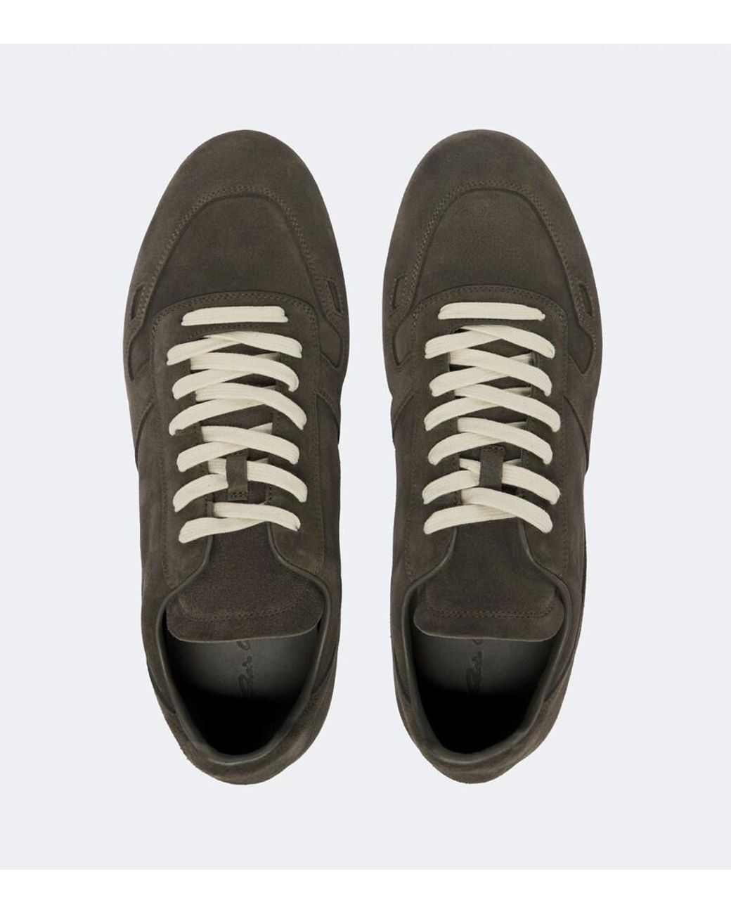 Rick Owens Green Minimal Suede Sneakers for men