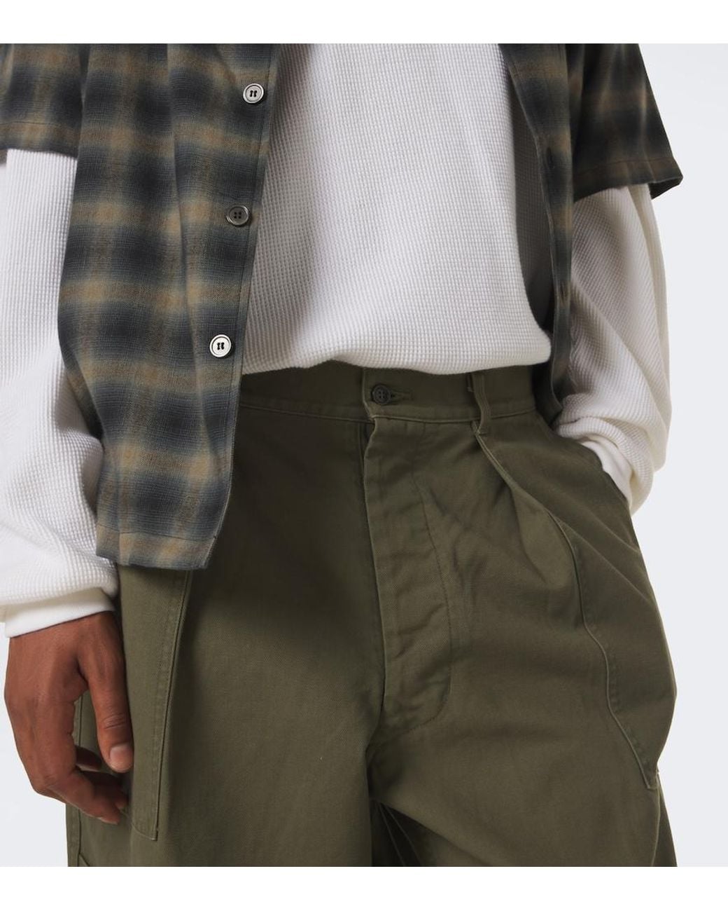 A.PRESSE Green Cotton Wide-Leg Pants for men