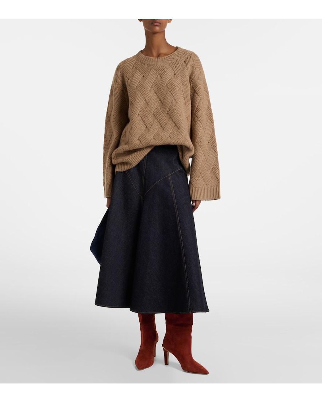 Jardin Des Orangers Brown Oversized Wool And Cashmere Sweater