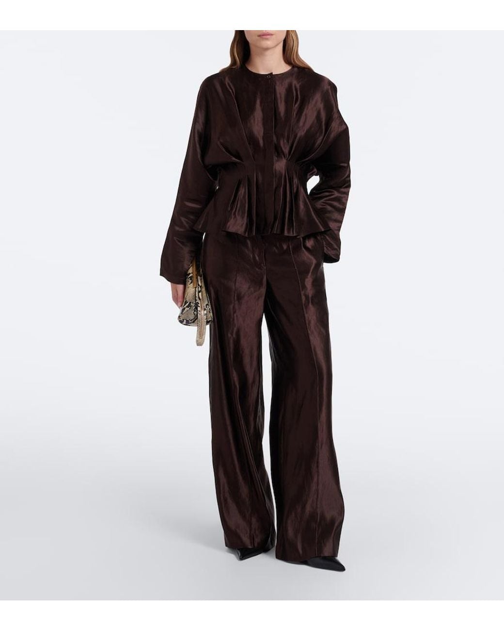 Joseph Black Erin Pleated Linen And Silk Blouse