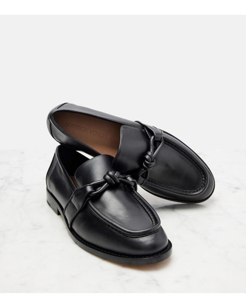 Bottega Veneta Black Astaire Knotted Leather Loafers