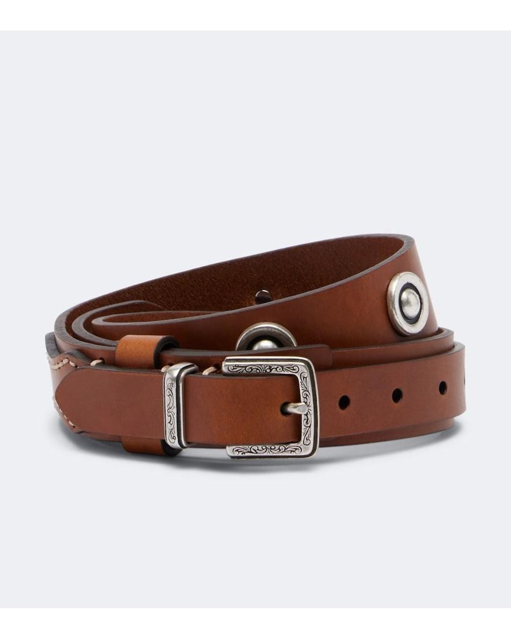 Etro Brown Studded Leather Belt