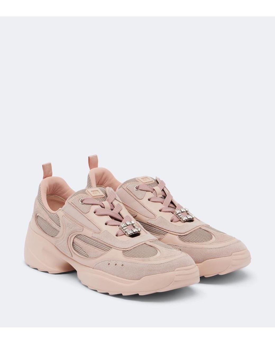 Roger Vivier Pink Viv' On The Run Embellished Sneakers