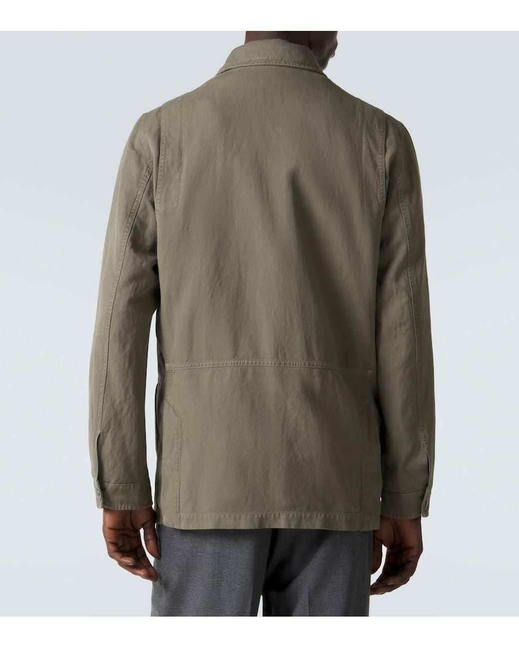 Brunello Cucinelli Green Cotton And Linen Field Jacket for men