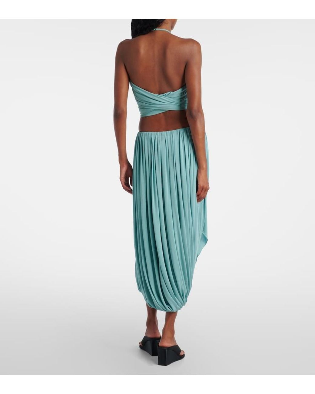 Alaïa Blue Draped Halterneck Top