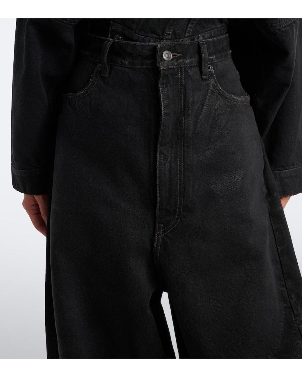 Balenciaga Black Mid-Rise Barrel-Leg Jeans