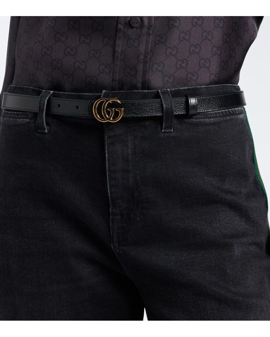 Gucci Black Gg Marmont Reversible Leather Belt