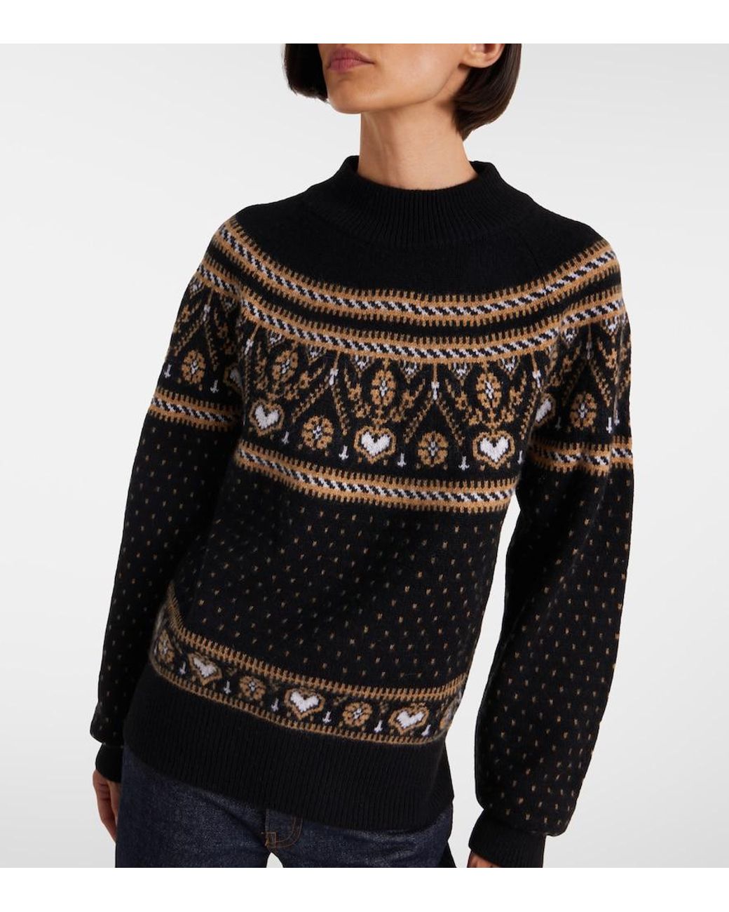 Khaite Black Guy Fair Isle Cashmere Sweater